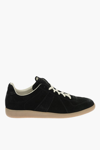MM22 contrasting strings suede sneakers