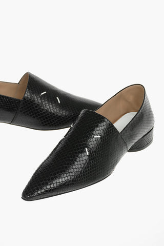MM22 leather snake Printed Point Toe loafers