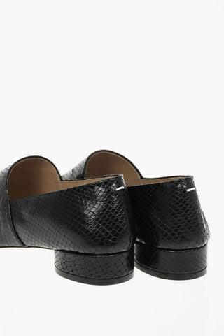 MM22 leather snake Printed Point Toe loafers