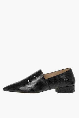 MM22 leather snake Printed Point Toe loafers