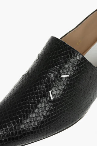 MM22 leather snake Printed Point Toe loafers