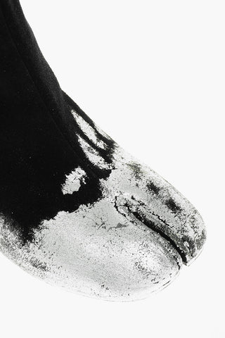 MM22 suede TABI ankle boots with laminated detail