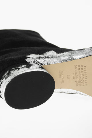 MM22 suede TABI ankle boots with laminated detail