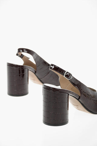 MM22 9,5cm Leather crocodile Printed TABI Slingback Pumps With Chunky Heel