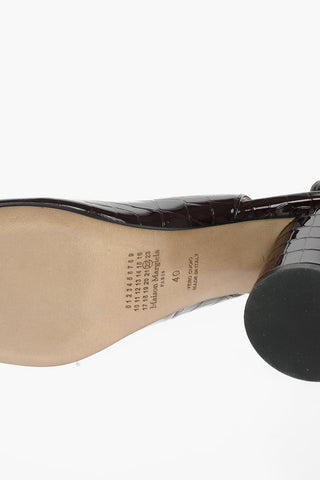 MM22 9,5cm Leather crocodile Printed TABI Slingback Pumps With Chunky Heel