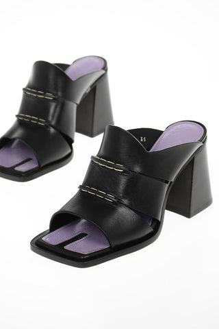 MM22 Mules in pelle Punta Quadrata 9cm