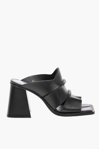 MM22 Mules in pelle Punta Quadrata 9cm