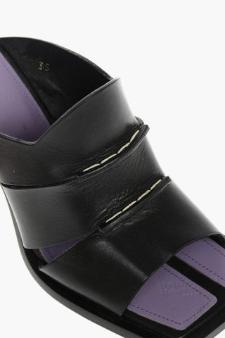 MM22 Mules in pelle Punta Quadrata 9cm