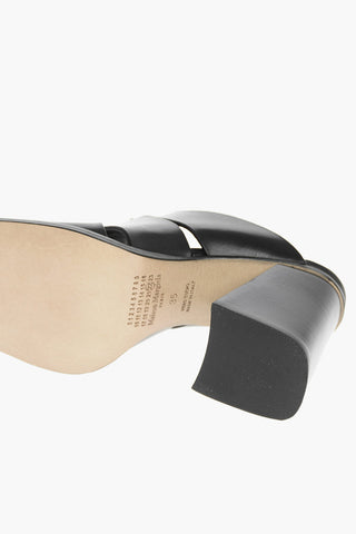 MM22 Mules in pelle Punta Quadrata 9cm