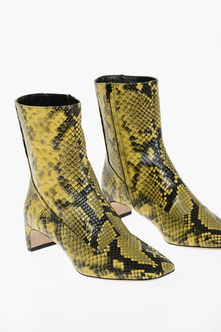 MM22 5cm python effect leather square toe ankle boots