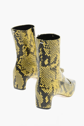 MM22 5cm python effect leather square toe ankle boots