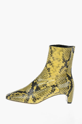 MM22 5cm python effect leather square toe ankle boots