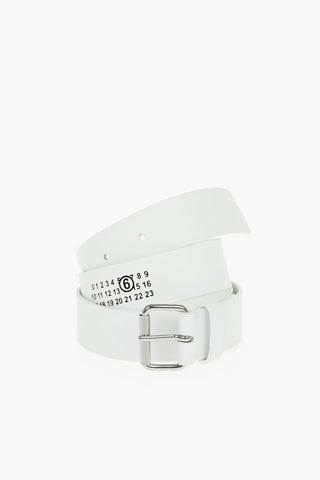 MM6 30mm Solid Color Leather Belt with Contrasting Logo-Print