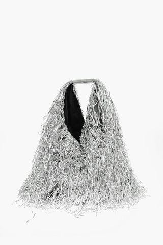 MM6 Silver Fringed Hobo Bag