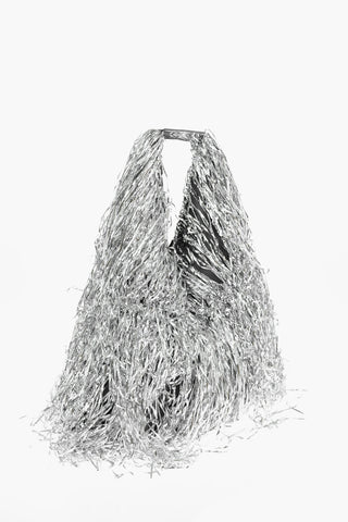 MM6 Silver Fringed Hobo Bag