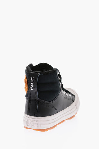 ALL STAR CHUCK TAYLOR leather high top sneakers with fabric detail