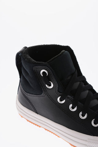 ALL STAR CHUCK TAYLOR leather high top sneakers with fabric detail