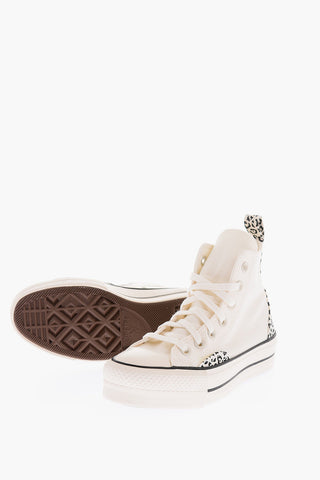 ALL STAR CHUCK TAYLOR 4cm animal details fabric high top sneakers with platform 