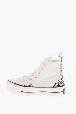 ALL STAR CHUCK TAYLOR 4cm animal details fabric high top sneakers with platform 