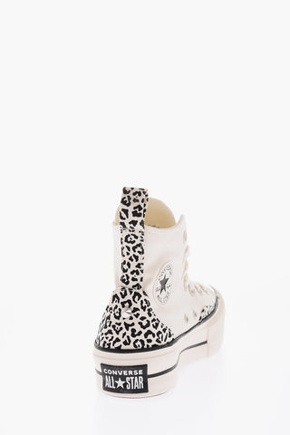 ALL STAR CHUCK TAYLOR 4cm animal details fabric high top sneakers with platform 