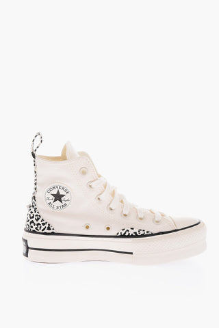 ALL STAR CHUCK TAYLOR 4cm animal details fabric high top sneakers with platform 