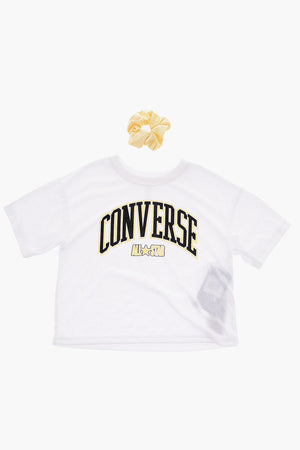 ALL STAR CHUCK TAYLOR Set T-shirt Crop con Elastico per Capelli in Lurex