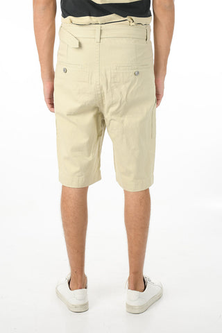 Shorts in Misto Lino con con Maxi Tasche e Cintura