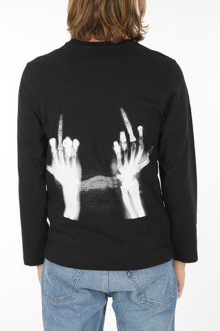 Maxi Printed on the Back Long Sleeve MIDDLEFINGERS Crew-neck T-shirt