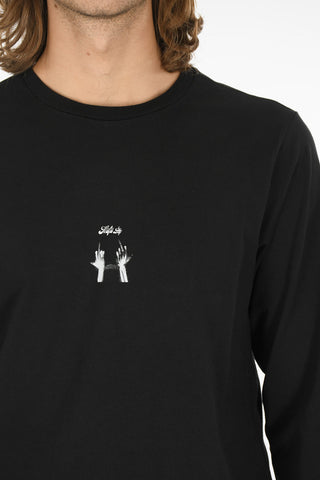 Maxi Printed on the Back Long Sleeve MIDDLEFINGERS Crew-neck T-shirt
