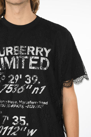 Double-layered Lace and Cotton Printed T-Shirt