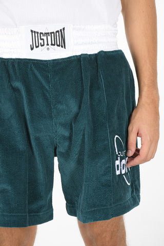 Shorts in Velour a Coste con Banda Logata