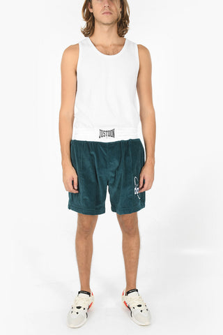 Shorts in Velour a Coste con Banda Logata