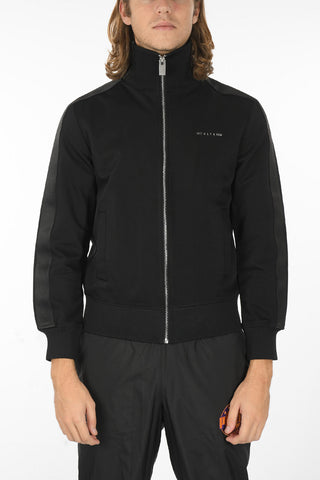 Tech Fabric Zip-up Track Sweatshirt with Metal Lettering Logo