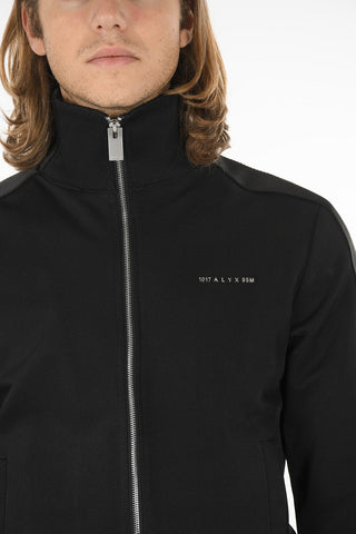 Tech Fabric Zip-up Track Sweatshirt with Metal Lettering Logo