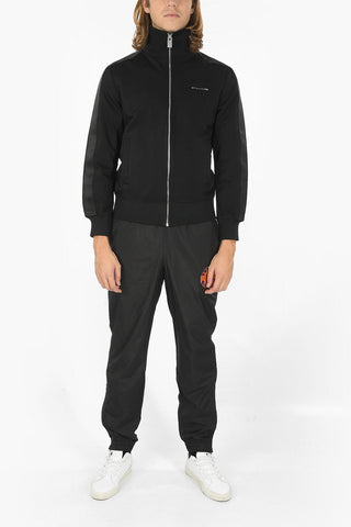 Tech Fabric Zip-up Track Sweatshirt with Metal Lettering Logo