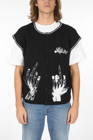 Knitted Cropped Vest with Contrasting Embroideries