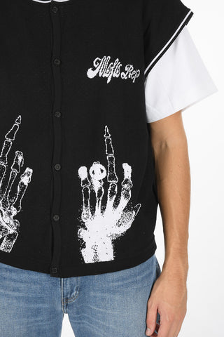 Knitted Cropped Vest with Contrasting Embroideries
