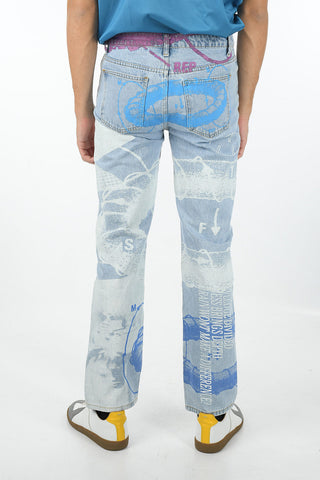 20cm visible stitching Printed All Over Jeans