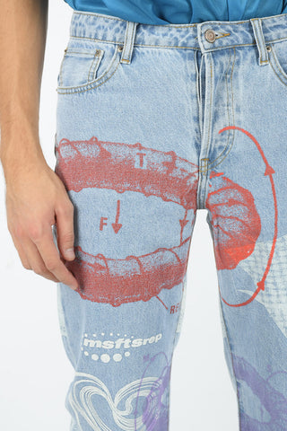20cm visible stitching Printed All Over Jeans