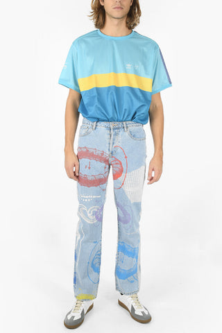20cm visible stitching Printed All Over Jeans