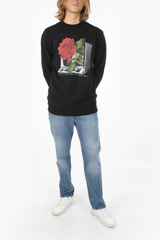Rose Printed on the Front Crew-neck Sweatshirt