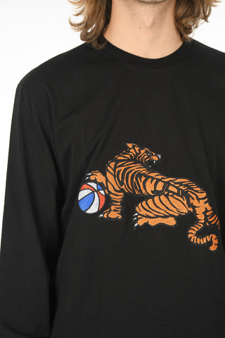 Long Sleeve T-shirt with Tiger Embroidery