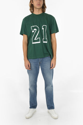 Contrasting Printed Crew-Neck T-shirt