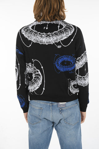 Embroidered Cotton ANTIGRAVITY Crew-neck Sweater