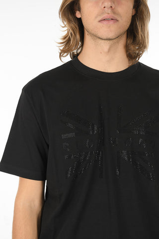 Oversized Fit ZAPOLAN T-shirt With Rhinestone Embelleshed
