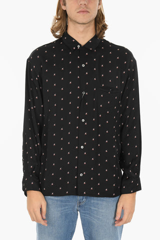 All-over thunderbolt Printed Shirt with Classic Collar