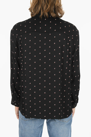 All-over thunderbolt Printed Shirt with Classic Collar