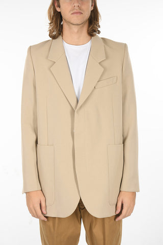 Twill VIrgin Wool Oversized Blazer with Notch Lapel