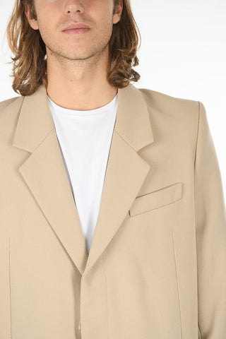 Twill VIrgin Wool Oversized Blazer with Notch Lapel
