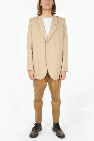 Twill VIrgin Wool Oversized Blazer with Notch Lapel